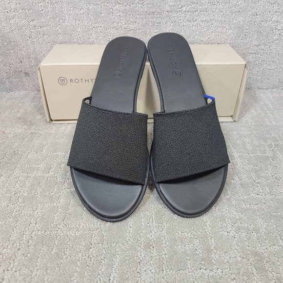 Rothy's The Slide Black Slip On Flats Sandals Women's Size US 5.5,7.5,8,10.5,11 - Picture 2 of 9